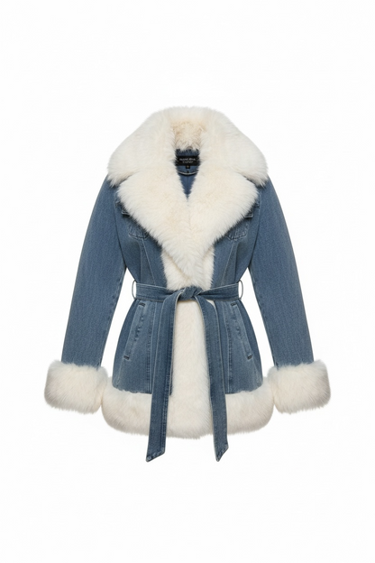 Arctic Denim Parka - Luxe Faux-Fur Winter Jacket