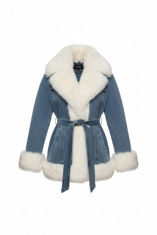 Arctic Denim Parka - Luxe Faux-Fur Winter Jacket