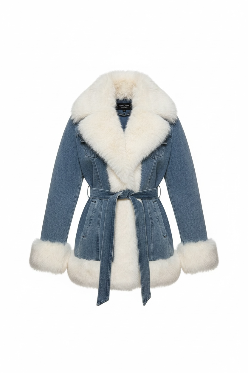 Arctic Denim Parka - Luxe Faux-Fur Winter Jacket
