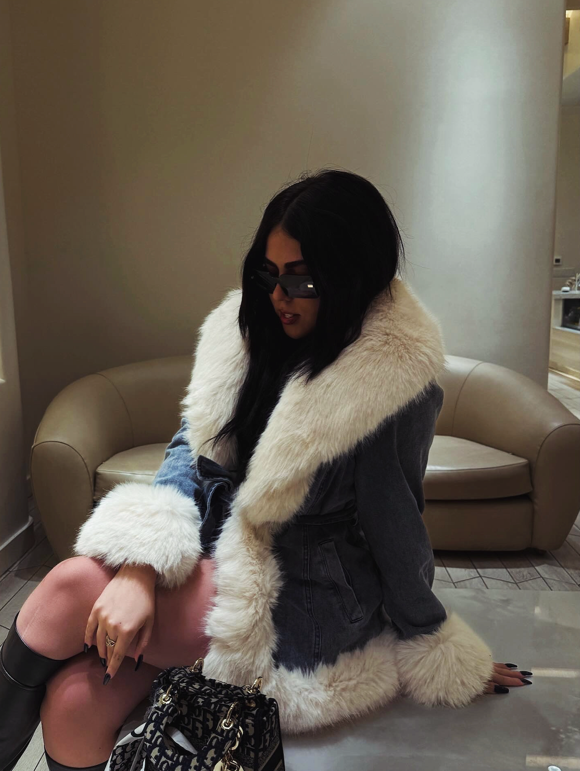 Arctic Denim Parka - Luxe Faux-Fur Winter Jacket