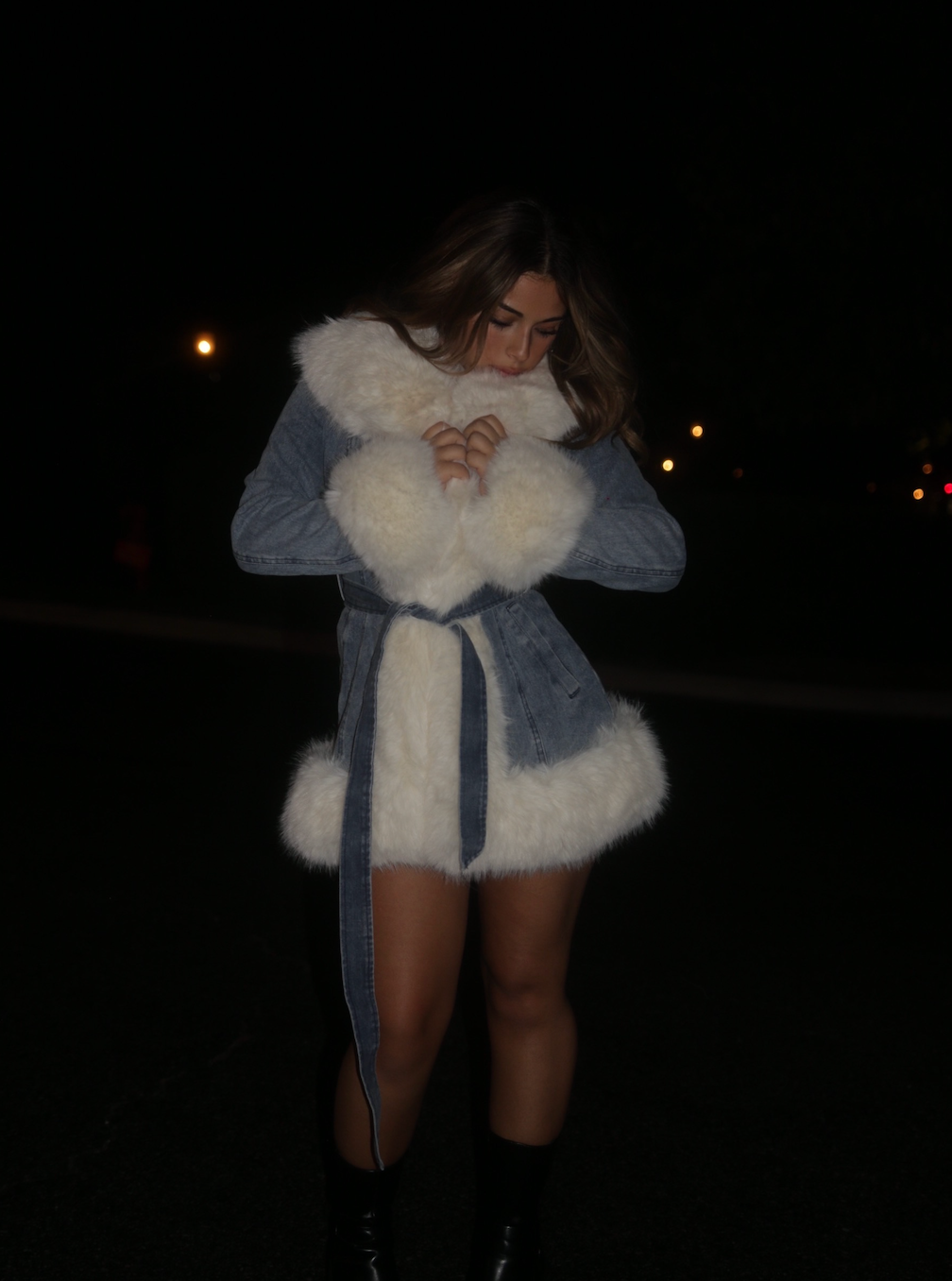 Arctic Denim Parka - Luxe Faux-Fur Winter Jacket