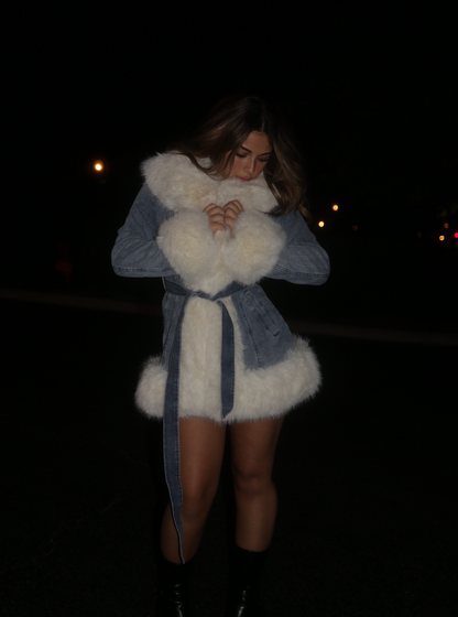 Arctic Denim Parka - Luxe Faux-Fur Winter Jacket