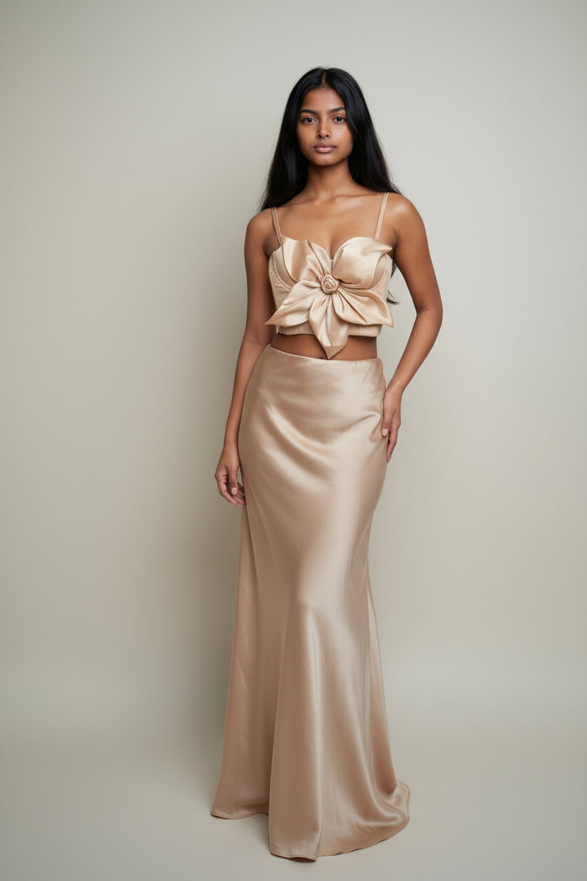 Satin Floral Corset Top