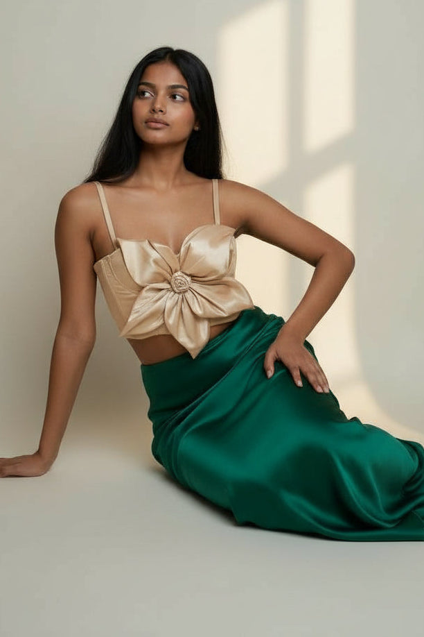 Satin Floral Corset Top