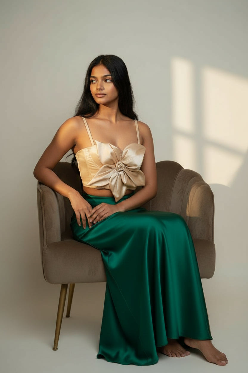 Satin Floral Corset Top