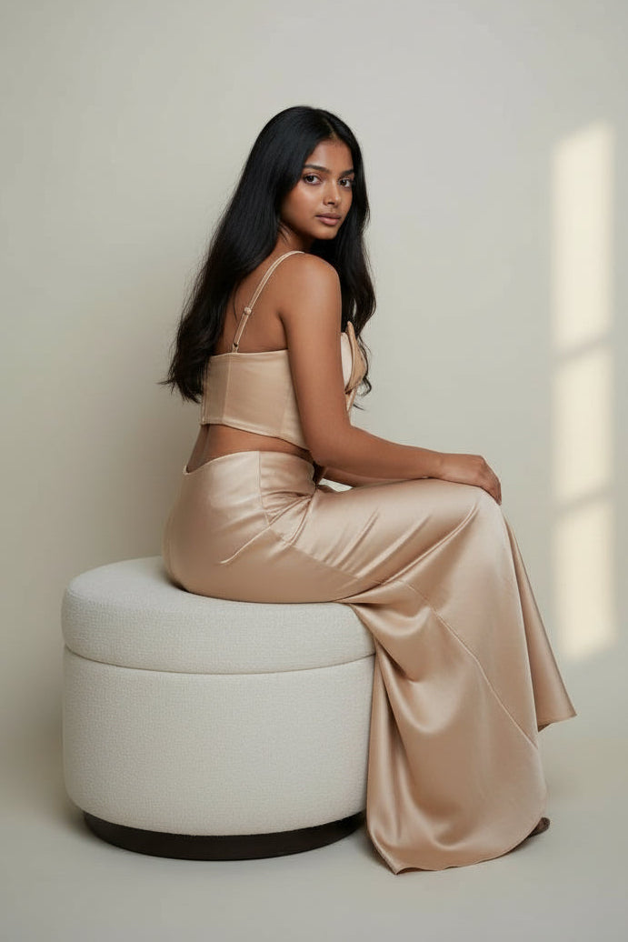 Satin Floral Corset Top